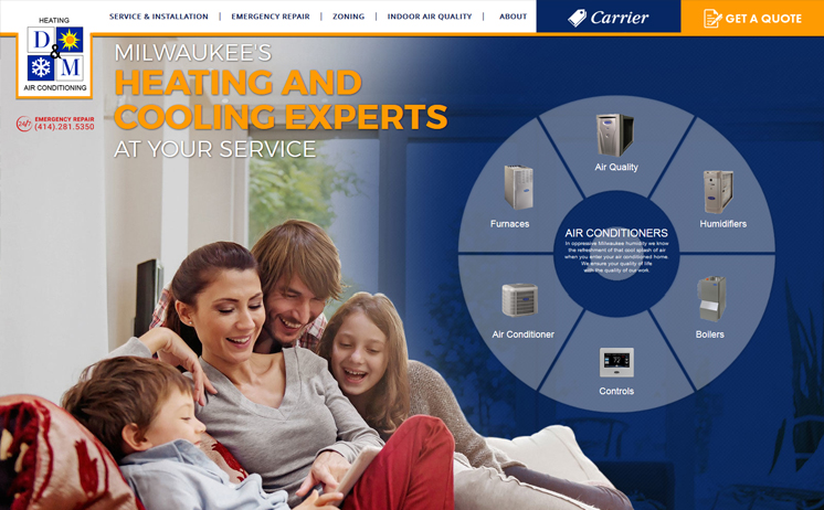 Milwaukee website design, development and marketing professionals deliver winning results for HVAC company