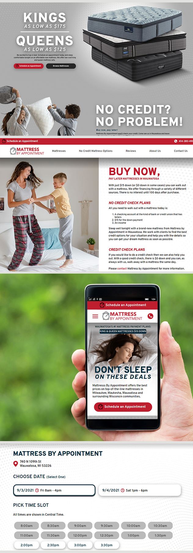 Milwaukee web marketing for Mattress By Appointment